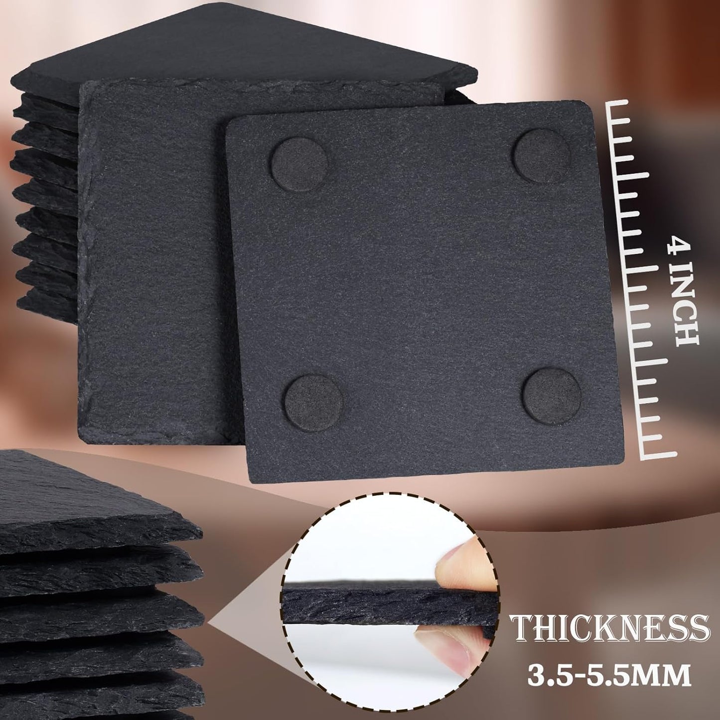 Premium Natural Slate Coasters (Custom Laser Engraved)