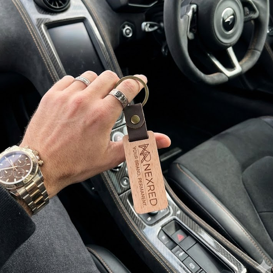 Premium Wood & Leather Loop Keychain (Custom Engraved)