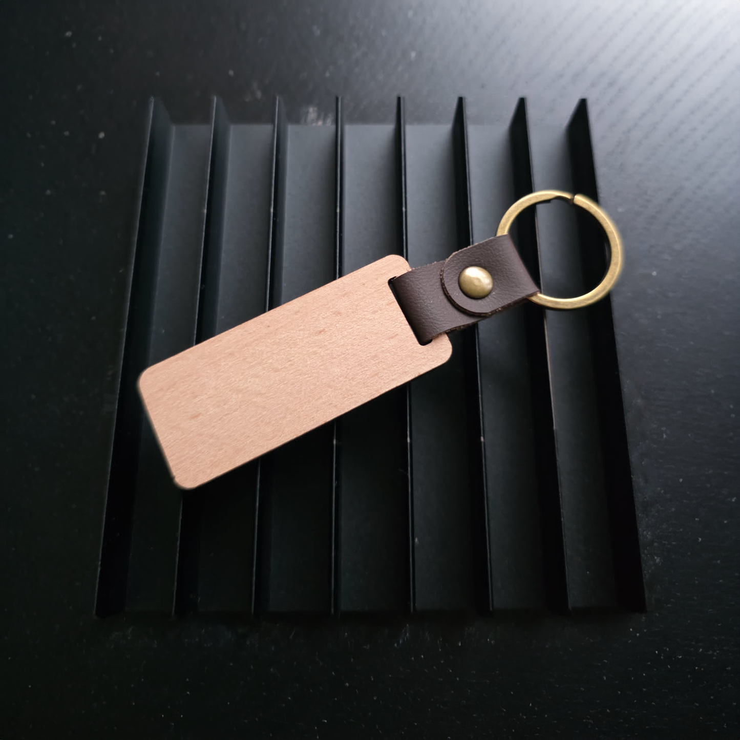 Premium Wood & Leather Loop Keychain (Custom Engraved)
